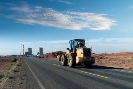 The truck driving on the highwayの写真素材