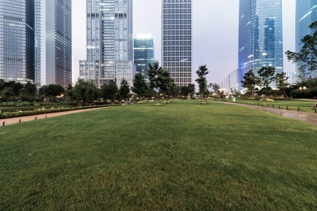 Office buildings and parks in the cityの写真素材