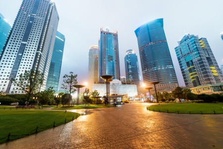 Office buildings and parks in the cityの写真素材