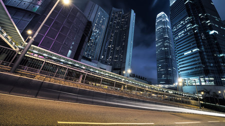 traffic in Hong Kong at night
