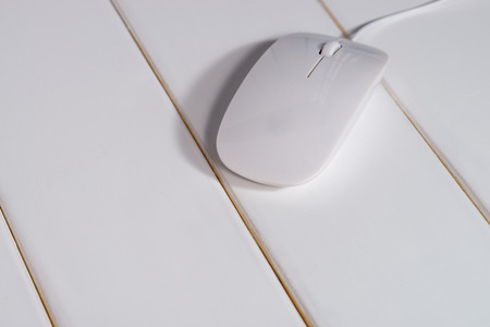Gray computer mouse isolated on whiteの写真素材