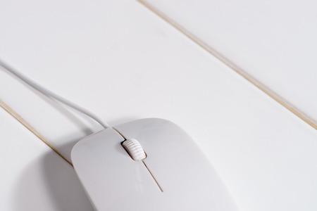 Gray computer mouse isolated on whiteの写真素材