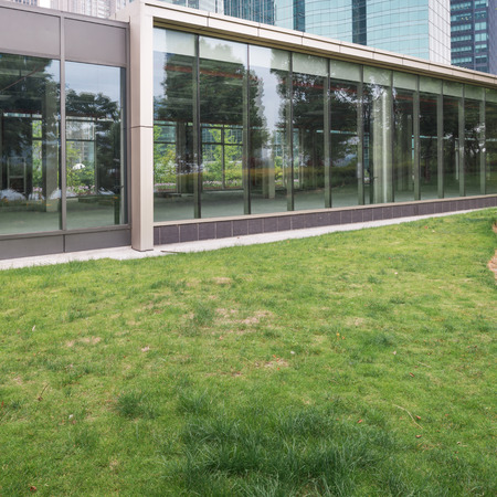 Glass wall in the office buildingのeditorial素材