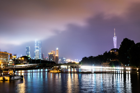 Guangzhou bridge at night in Chinaのeditorial素材