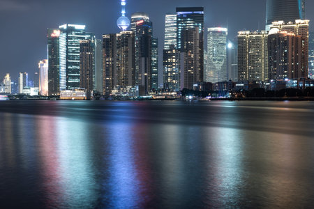 shanghai skyline at night