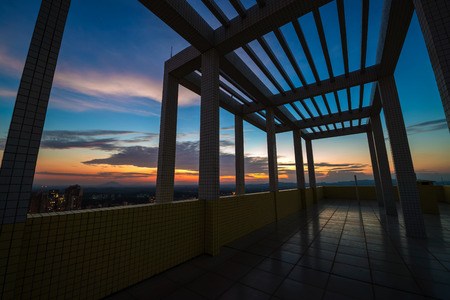 the background of building structure in the eveningの写真素材