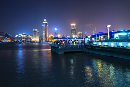 The modern city landscape in the middle of the night