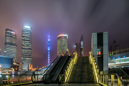 night scene of modern cityのeditorial素材