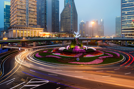 night scene of modern cityのeditorial素材