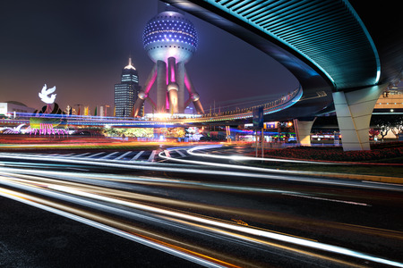 night scene of modern cityのeditorial素材