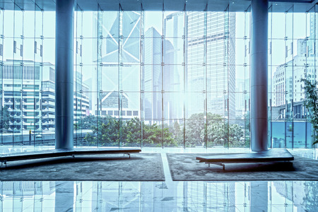 Glass wall in the office buildingのeditorial素材