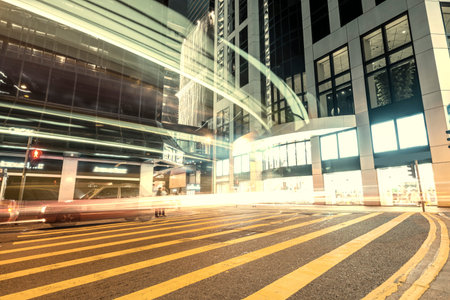 traffic in Hong Kong at night