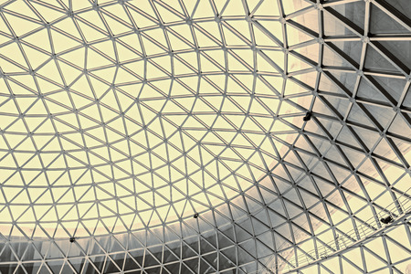 Interior view of the ceiling structure in a modern buildingのeditorial素材