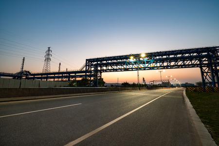 The road and refineries backgroundの写真素材