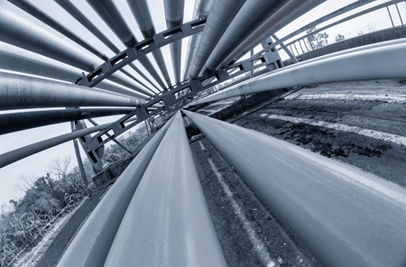 Outdoor pipelines in the refineryの写真素材