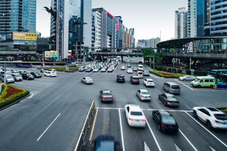 The busy traffic in the city