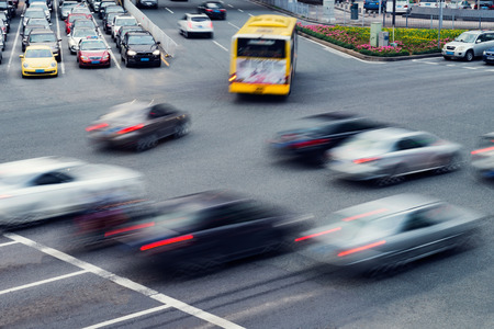 The busy traffic in the cityのeditorial素材