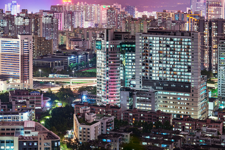 Urban landscape in night of shenzhen,chinaのeditorial素材