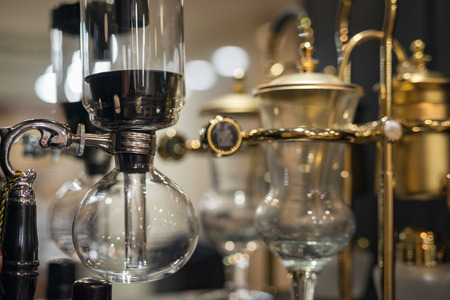 Coffee siphon POTS on the shelfの写真素材