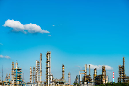 Petrochemical plant with blue sky