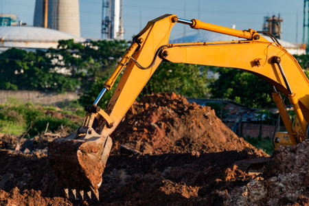 Excavators are assignments and refinery background