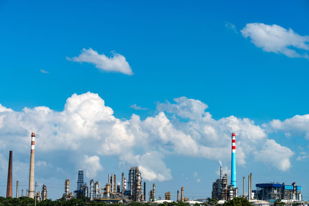 Petrochemical plant with blue sky