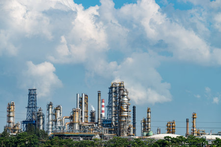 Petrochemical plant with blue skyのeditorial素材