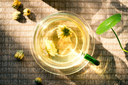 the scented tea of the Matricariarecutitaの写真素材