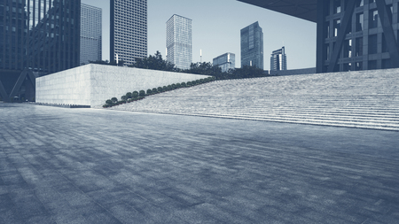 empty brick road nearby office building,chinaのeditorial素材