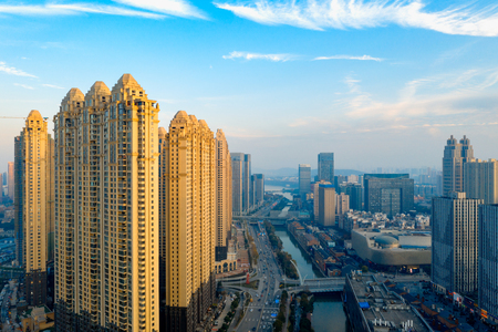 A bird 's-eye view of a modern city in Chinaの写真素材