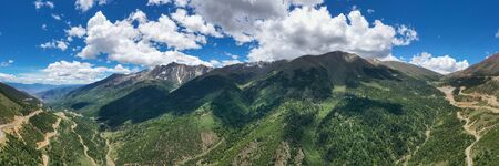Winding road  aerial view, tibet, Chinaの写真素材
