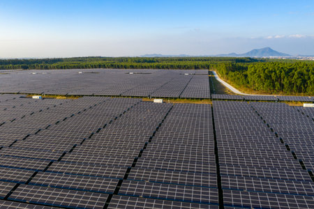 The Solar panels on the lawn