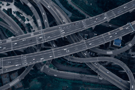 Aerial view of highway interchange
