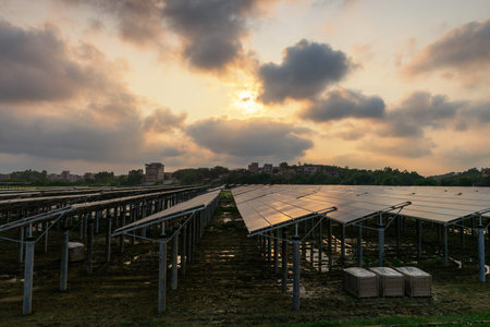 The Solar panels on the lawn