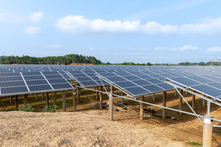 The Solar panels on the lawn