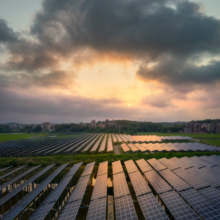 The Solar panels on the lawn