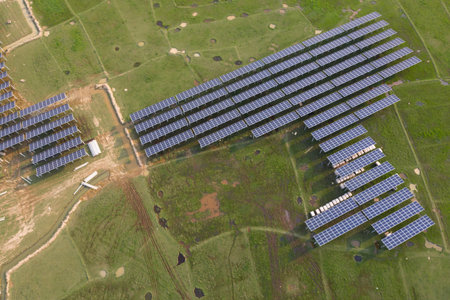 the Solar panels on the lawn