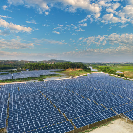 The Solar panels on the lawn