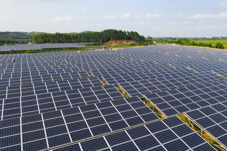 Solar panels on the lawn