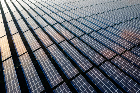 The Solar panels on the lawn