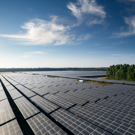 Solar panels on the lawn