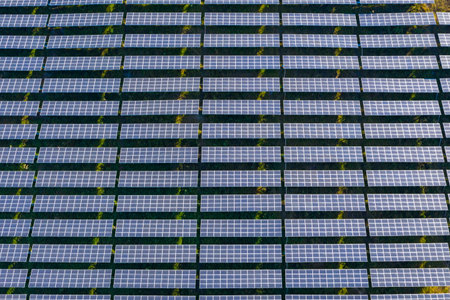Solar panels on the lawn