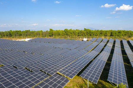 Solar panels on the lawn