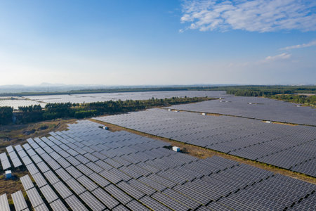 Solar panels on the lawn