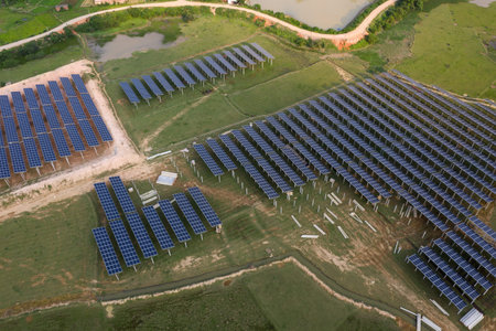 the Solar panels on the lawn