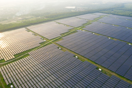 Solar panels on the lawn