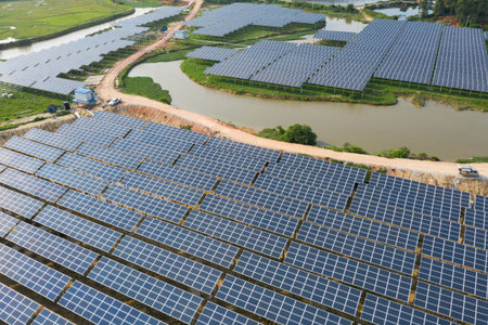 The Solar panels on the lawn