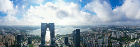 Aerial view of the city at suzhou,chinaのeditorial素材