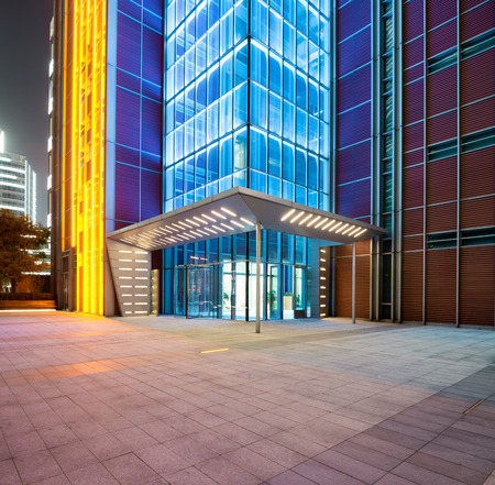 empty concrete square floor with shanghai cityscapeのeditorial素材