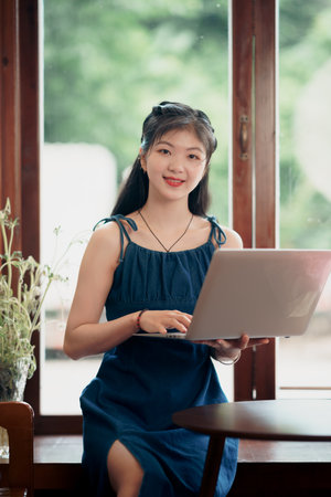 the girl is in the coffee roomの写真素材